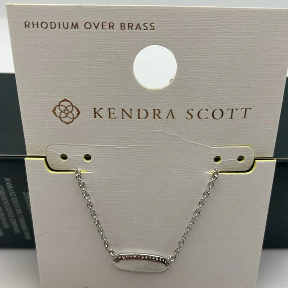 KENDRA SCOTT Jaimee Metal Pendant Rhodium Necklace Perfect for Engraving NEW NWT - Picture 1 of 6